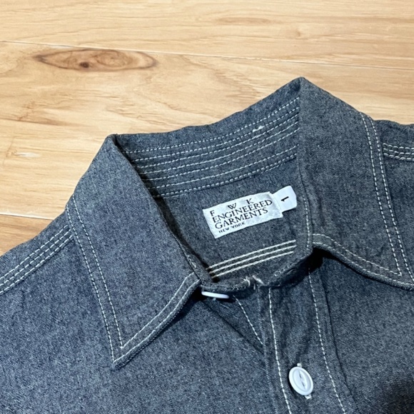 FWK Engineered Garments Dusty Blue Denim Shirt Size 1 - Picture 2 of 7